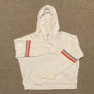 American Eagle - size L - white cropped sweatshirt w/ stripes on the sleeve